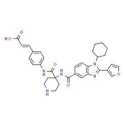 ChemSpider 2D Image | (2E)-3-[4-({[4-({[1-Cyclohexyl-2-(3-furyl)-1H-benzimidazol-5-yl]carbonyl}amino)-4-piperidinyl]carbonyl}amino)phenyl]acrylic acid | C33H35N5O5