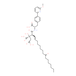 ChemSpider 2D Image | (2S)-2-[(2S,3E)-1-({(1S)-1-Carboxy-2-[4-(6-methoxy-2-pyridinyl)phenyl]ethyl}amino)-1,11-dioxo-3-octadecen-2-yl]-2-hydroxysuccinic acid | C37H50N2O10