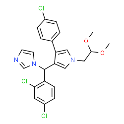 ChemSpider 2D Image | 1-{[4-(4-Chlorophenyl)-1-(2,2-dimethoxyethyl)-1H-pyrrol-3-yl](2,4-dichlorophenyl)methyl}-1H-imidazole | C24H22Cl3N3O2