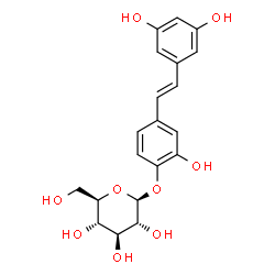 ChemSpider 2D Image | 4-[(E)-2-(3,5-Dihydroxyphenyl)vinyl]-2-hydroxyphenyl beta-D-glucopyranoside | C20H22O9