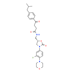 ChemSpider 2D Image | N-({(5S)-3-[3-Fluoro-4-(4-morpholinyl)phenyl]-2-oxo-1,3-oxazolidin-5-yl}methyl)-4-(4-isobutylphenyl)-4-oxobutanamide | C28H34FN3O5