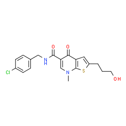 ChemSpider 2D Image | N-(4-chlorobenzyl)-2-(3-hydroxypropyl)-7-methyl-4-oxo-4,7-dihydrothieno(2,3-b)pyridine-5-carboxamide | C19H19ClN2O3S