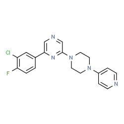 ChemSpider 2D Image | 2-(3-Chloro-4-fluorophenyl)-6-[4-(4-pyridinyl)-1-piperazinyl]pyrazine | C19H17ClFN5