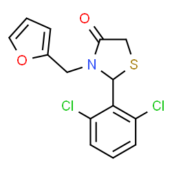ChemSpider 2D Image | 2-(2,6-Dichlorophenyl)-3-(2-furylmethyl)-1,3-thiazolidin-4-one | C14H11Cl2NO2S