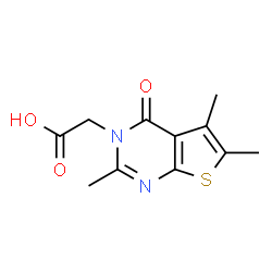 ChemSpider 2D Image | 2,5,6-Trimethyl-4-oxothieno[2,3-d]pyrimidine-3(4H)-acetic acid | C11H12N2O3S