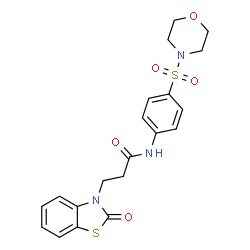 ChemSpider 2D Image | N-[4-(4-Morpholinylsulfonyl)phenyl]-3-(2-oxo-1,3-benzothiazol-3(2H)-yl)propanamide | C20H21N3O5S2