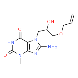 ChemSpider 2D Image | 7-[3-(Allyloxy)-2-hydroxypropyl]-8-amino-3-methyl-3,7-dihydro-1H-purine-2,6-dione | C12H17N5O4