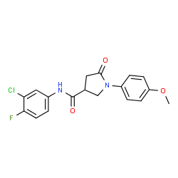 ChemSpider 2D Image | N-(3-Chloro-4-fluorophenyl)-1-(4-methoxyphenyl)-5-oxo-3-pyrrolidinecarboxamide | C18H16ClFN2O3