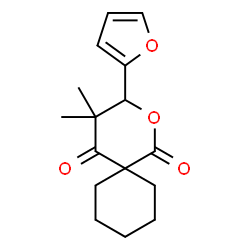 ChemSpider 2D Image | 3-(2-Furyl)-4,4-dimethyl-2-oxaspiro[5.5]undecane-1,5-dione | C16H20O4