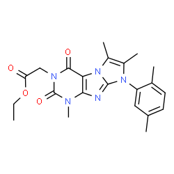 ChemSpider 2D Image | Ethyl [8-(2,5-dimethylphenyl)-1,6,7-trimethyl-2,4-dioxo-1,2,4,8-tetrahydro-3H-imidazo[2,1-f]purin-3-yl]acetate | C22H25N5O4