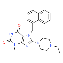 ChemSpider 2D Image | 8-(4-Ethyl-1-piperazinyl)-3-methyl-7-(1-naphthylmethyl)-3,7-dihydro-1H-purine-2,6-dione | C23H26N6O2