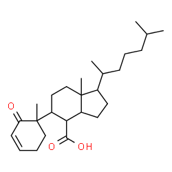 ChemSpider 2D Image | 7a-Methyl-1-(6-methyl-2-heptanyl)-5-(1-methyl-2-oxo-3-cyclohexen-1-yl)octahydro-1H-indene-4-carboxylic acid | C26H42O3