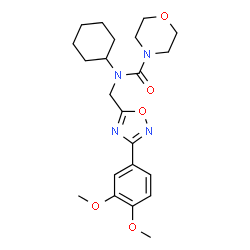ChemSpider 2D Image | N-Cyclohexyl-N-{[3-(3,4-dimethoxyphenyl)-1,2,4-oxadiazol-5-yl]methyl}-4-morpholinecarboxamide | C22H30N4O5