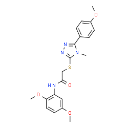 ChemSpider 2D Image | N-(2,5-Dimethoxyphenyl)-2-{[5-(4-methoxyphenyl)-4-methyl-4H-1,2,4-triazol-3-yl]sulfanyl}acetamide | C20H22N4O4S