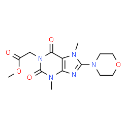 ChemSpider 2D Image | Methyl [3,7-dimethyl-8-(4-morpholinyl)-2,6-dioxo-2,3,6,7-tetrahydro-1H-purin-1-yl]acetate | C14H19N5O5