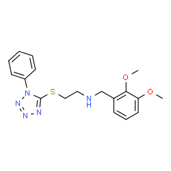 ChemSpider 2D Image | N-(2,3-Dimethoxybenzyl)-2-[(1-phenyl-1H-tetrazol-5-yl)sulfanyl]ethanamine | C18H21N5O2S