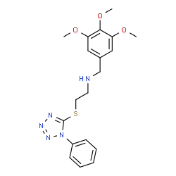 ChemSpider 2D Image | 2-[(1-Phenyl-1H-tetrazol-5-yl)sulfanyl]-N-(3,4,5-trimethoxybenzyl)ethanamine | C19H23N5O3S