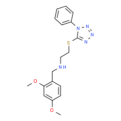 ChemSpider 2D Image | N-(2,4-Dimethoxybenzyl)-2-[(1-phenyl-1H-tetrazol-5-yl)sulfanyl]ethanamine | C18H21N5O2S