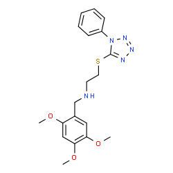 ChemSpider 2D Image | 2-[(1-Phenyl-1H-tetrazol-5-yl)sulfanyl]-N-(2,4,5-trimethoxybenzyl)ethanamine | C19H23N5O3S