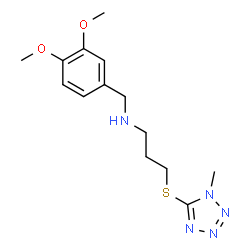 ChemSpider 2D Image | (3,4-Dimethoxy-benzyl)-[3-(1-methyl-1H-tetrazol-5-ylsulfanyl)-propyl]-amine | C14H21N5O2S