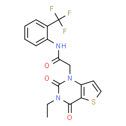 ChemSpider 2D Image | 2-(3-Ethyl-2,4-dioxo-3,4-dihydrothieno[3,2-d]pyrimidin-1(2H)-yl)-N-[2-(trifluoromethyl)phenyl]acetamide | C17H14F3N3O3S