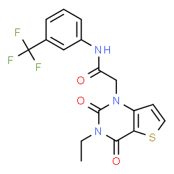 ChemSpider 2D Image | 2-(3-Ethyl-2,4-dioxo-3,4-dihydrothieno[3,2-d]pyrimidin-1(2H)-yl)-N-[3-(trifluoromethyl)phenyl]acetamide | C17H14F3N3O3S