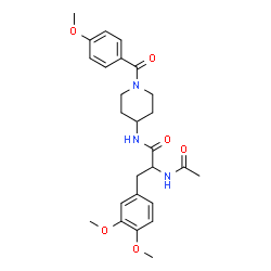 ChemSpider 2D Image | Nalpha-Acetyl-3-methoxy-N-[1-(4-methoxybenzoyl)-4-piperidinyl]-O-methyltyrosinamide | C26H33N3O6