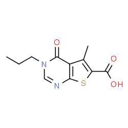 ChemSpider 2D Image | 5-methyl-4-oxo-3-propylthieno[2,3-d]pyrimidine-6-carboxylic acid | C11H12N2O3S