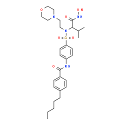 ChemSpider 2D Image | N-(4-{[1-(Hydroxyamino)-3-methyl-1-oxo-2-butanyl][2-(4-morpholinyl)ethyl]sulfamoyl}phenyl)-4-pentylbenzamide | C29H42N4O6S