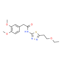 ChemSpider 2D Image | 2-(3,4-Dimethoxyphenyl)-N-[5-(2-ethoxyethyl)-1,3,4-thiadiazol-2-yl]acetamide | C16H21N3O4S