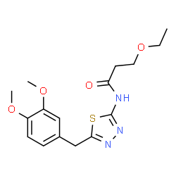 ChemSpider 2D Image | N-[5-(3,4-Dimethoxybenzyl)-1,3,4-thiadiazol-2-yl]-3-ethoxypropanamide | C16H21N3O4S