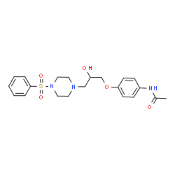 ChemSpider 2D Image | N-(4-{2-Hydroxy-3-[4-(phenylsulfonyl)-1-piperazinyl]propoxy}phenyl)acetamide | C21H27N3O5S