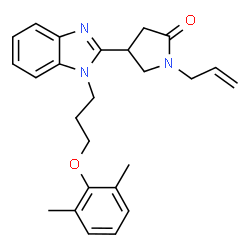 ChemSpider 2D Image | 1-Allyl-4-{1-[3-(2,6-dimethylphenoxy)propyl]-1H-benzimidazol-2-yl}-2-pyrrolidinone | C25H29N3O2