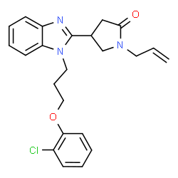 ChemSpider 2D Image | 1-Allyl-4-{1-[3-(2-chlorophenoxy)propyl]-1H-benzimidazol-2-yl}-2-pyrrolidinone | C23H24ClN3O2