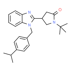 ChemSpider 2D Image | 1-tert-Butyl-4-[1-(4-isopropylbenzyl)-1H-benzimidazol-2-yl]pyrrolidin-2-one | C25H31N3O