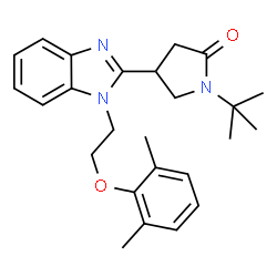 ChemSpider 2D Image | 4-{1-[2-(2,6-Dimethylphenoxy)ethyl]-1H-benzimidazol-2-yl}-1-(2-methyl-2-propanyl)-2-pyrrolidinone | C25H31N3O2