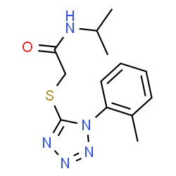 ChemSpider 2D Image | N-Isopropyl-2-{[1-(2-methylphenyl)-1H-tetrazol-5-yl]sulfanyl}acetamide | C13H17N5OS