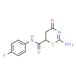 ChemSpider 2D Image | 2-Amino-N-(4-fluorophenyl)-4-oxo-5,6-dihydro-4H-1,3-thiazine-6-carboxamide | C11H10FN3O2S
