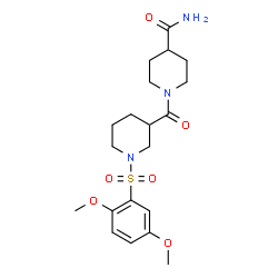 ChemSpider 2D Image | 1-({1-[(2,5-Dimethoxyphenyl)sulfonyl]-3-piperidinyl}carbonyl)-4-piperidinecarboxamide | C20H29N3O6S