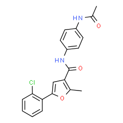 ChemSpider 2D Image | N-(4-Acetamidophenyl)-5-(2-chlorophenyl)-2-methyl-3-furamide | C20H17ClN2O3