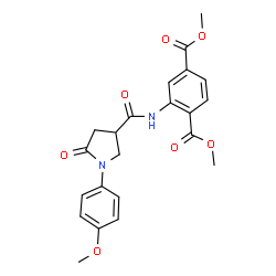 ChemSpider 2D Image | Dimethyl 2-({[1-(4-methoxyphenyl)-5-oxo-3-pyrrolidinyl]carbonyl}amino)terephthalate | C22H22N2O7