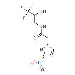ChemSpider 2D Image | 2-(3-Nitro-1H-pyrazol-1-yl)-N-(3,3,3-trifluoro-2-hydroxypropyl)acetamide | C8H9F3N4O4