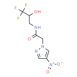 ChemSpider 2D Image | 2-(4-Nitro-1H-pyrazol-1-yl)-N-(3,3,3-trifluoro-2-hydroxypropyl)acetamide | C8H9F3N4O4