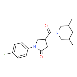 ChemSpider 2D Image | 4-(3,5-Dimethyl-piperidine-1-carbonyl)-1-(4-fluoro-phenyl)-pyrrolidin-2-one | C18H23FN2O2