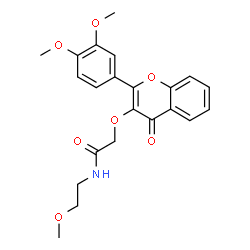 ChemSpider 2D Image | 2-{[2-(3,4-Dimethoxyphenyl)-4-oxo-4H-chromen-3-yl]oxy}-N-(2-methoxyethyl)acetamide | C22H23NO7
