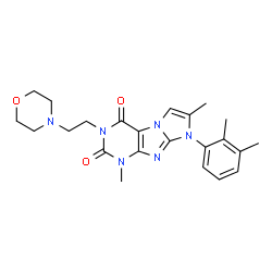 ChemSpider 2D Image | 8-(2,3-Dimethylphenyl)-1,7-dimethyl-3-[2-(4-morpholinyl)ethyl]-1H-imidazo[2,1-f]purine-2,4(3H,8H)-dione | C23H28N6O3