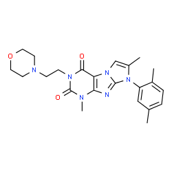 ChemSpider 2D Image | 8-(2,5-Dimethylphenyl)-1,7-dimethyl-3-[2-(4-morpholinyl)ethyl]-1H-imidazo[2,1-f]purine-2,4(3H,8H)-dione | C23H28N6O3