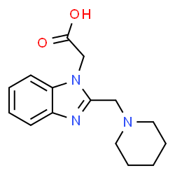 ChemSpider 2D Image | [2-(1-Piperidinylmethyl)-1H-benzimidazol-1-yl]acetic acid | C15H19N3O2