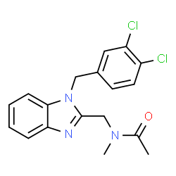 ChemSpider 2D Image | N-{[1-(3,4-Dichlorobenzyl)-1H-benzimidazol-2-yl]methyl}-N-methylacetamide | C18H17Cl2N3O