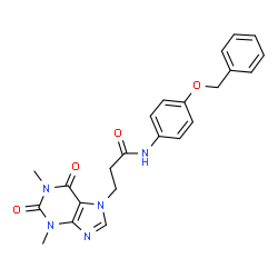 ChemSpider 2D Image | N-[4-(Benzyloxy)phenyl]-3-(1,3-dimethyl-2,6-dioxo-1,2,3,6-tetrahydro-7H-purin-7-yl)propanamide | C23H23N5O4